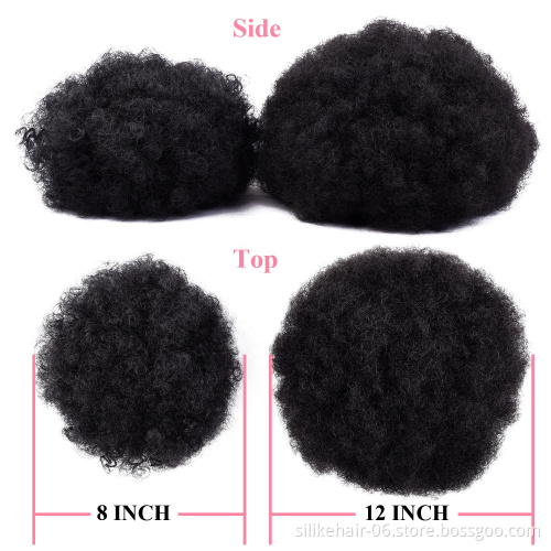 Top Quality Synthetic Afro Kinky Curly Hair Bun Wrap Drawstring High Puff Ponytail Short Updo for Natural Hair With 2 Clips #4